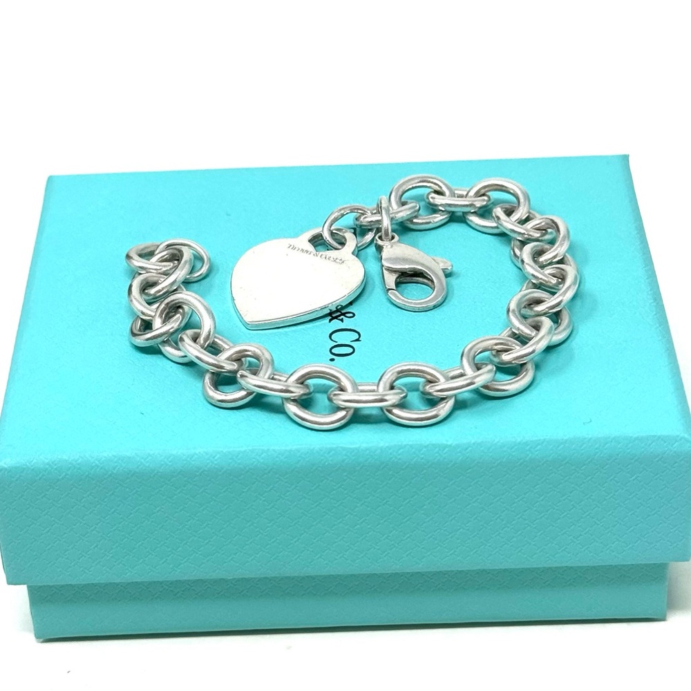 Authentic Tiffany & Co Heart Tag Charm Sterling Silver 925 Brace…